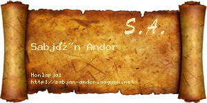 Sabján Andor névjegykártya
