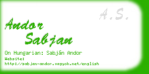 andor sabjan business card
