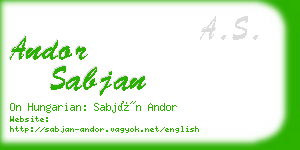 andor sabjan business card